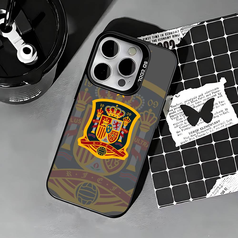 S-Spain Spanish Flag Art Phone Case For iPhone 17,16,15,14,13,12,11 Plus,Pro Max,XS,Colored silver phone case