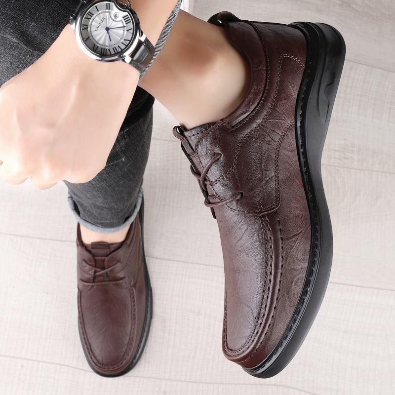 Повседневные мужские кожаные туфли из натуральной кожи высокого качества в мужском стиле для отдыха, бизнеса, вечеринок, повседневные, офисные туфли для взрослых, черные, коричневые