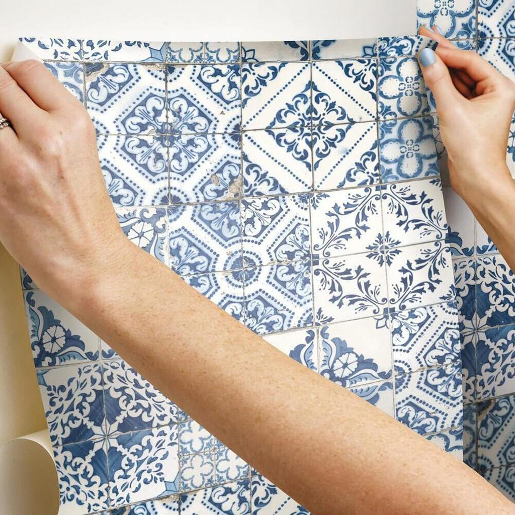 RoomMates Wall Paper Blue Removable Mediterranean Tile 1 Roll 52 X 503cm Japanese Import RMK11083WP [Regular Product]