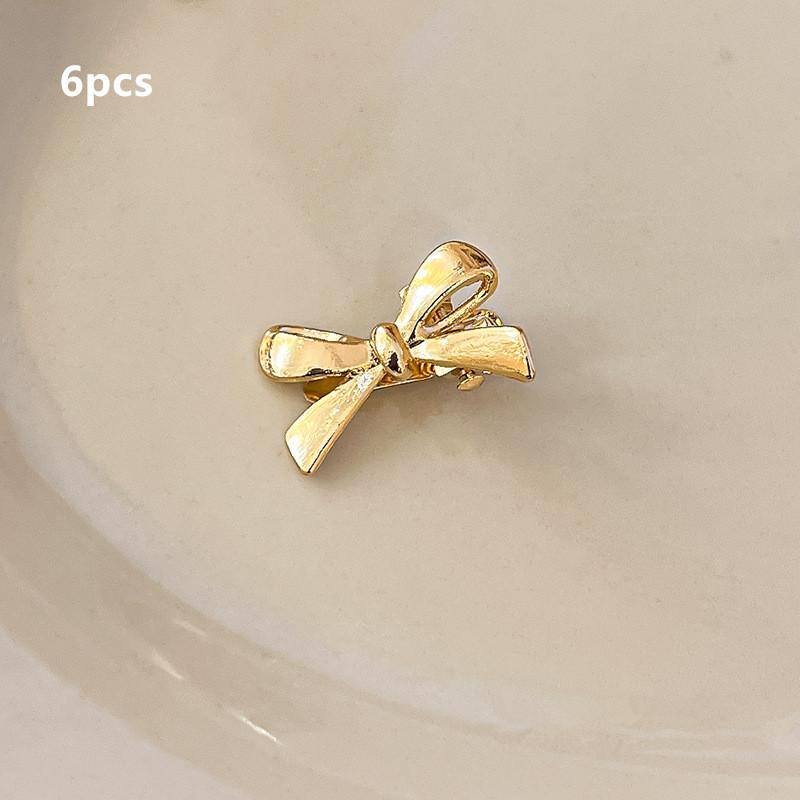 6 Pieces Of Women'S Golden Bow Mini Hairpins, Sweet And Cool Girl Bangs Hairpins And Hair Accessories