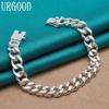 925 Sterling Silver 10mm Side Chain Bracelet Fashion Jewelry