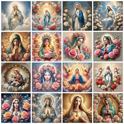 Алмазная вышивка 5d Мозаика Дева Мария Домашний декор Икона Роза Алмазная живопись Новый Портрет Религиозные Стразы