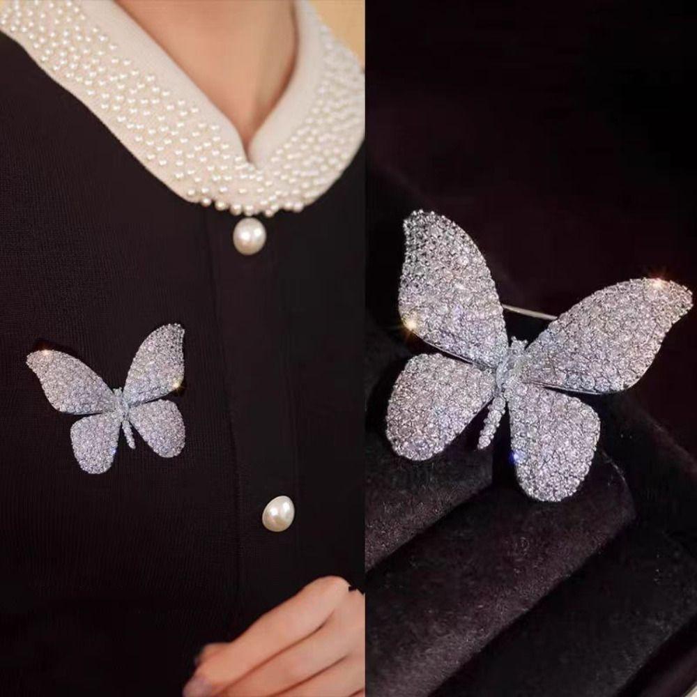 Badge Suit Collar Pin Full Rhinestone Rhinestone Brooch Fashion Rhinestone Butterfly Brooch Girls