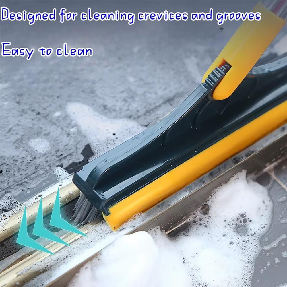 Bathroom Floor Scrub Brush 2 In 1 Cleaning Brush Long Handle Removable Wiper Magic Broom Brush Squeegee Tile Kitchen Cleaning Tools