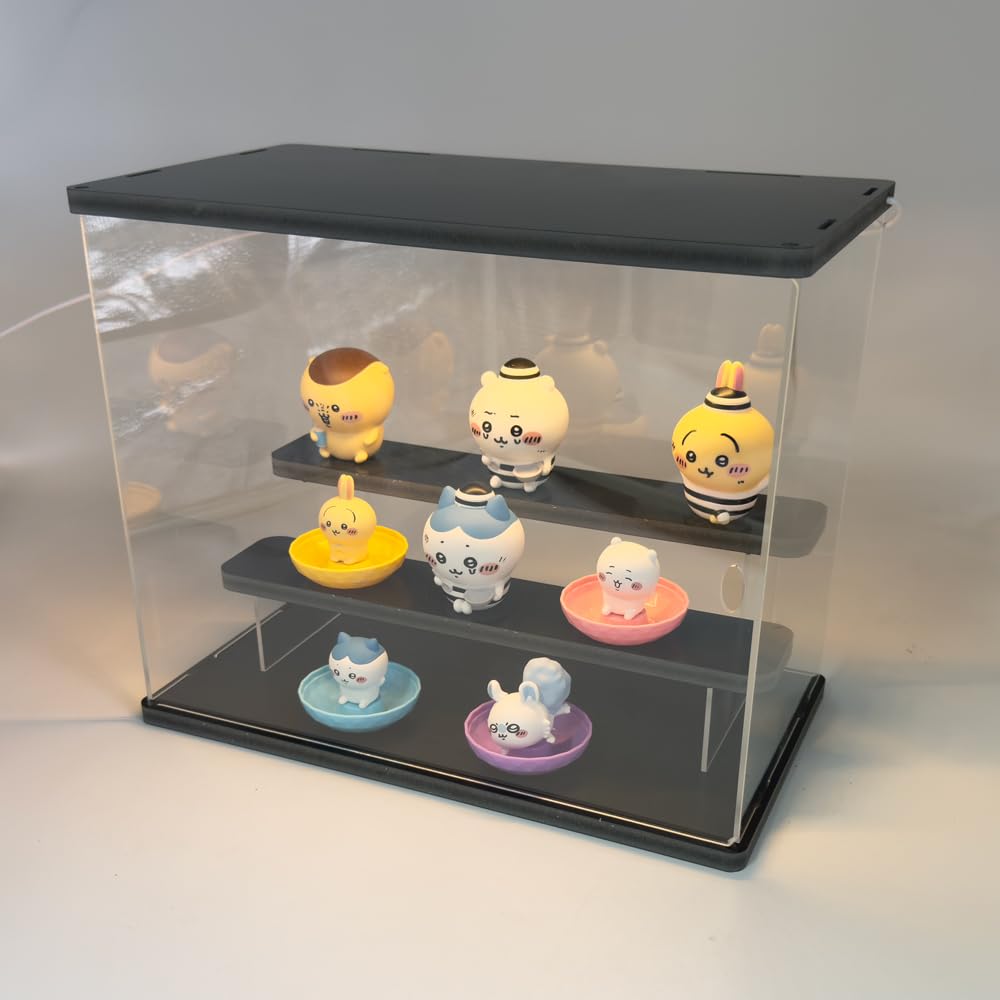 Светодиодный точечный светильник, акриловый коллекционный кейс, 3 яруса, черный, фигурка-капсула, подсветка, переключение 3 цветов