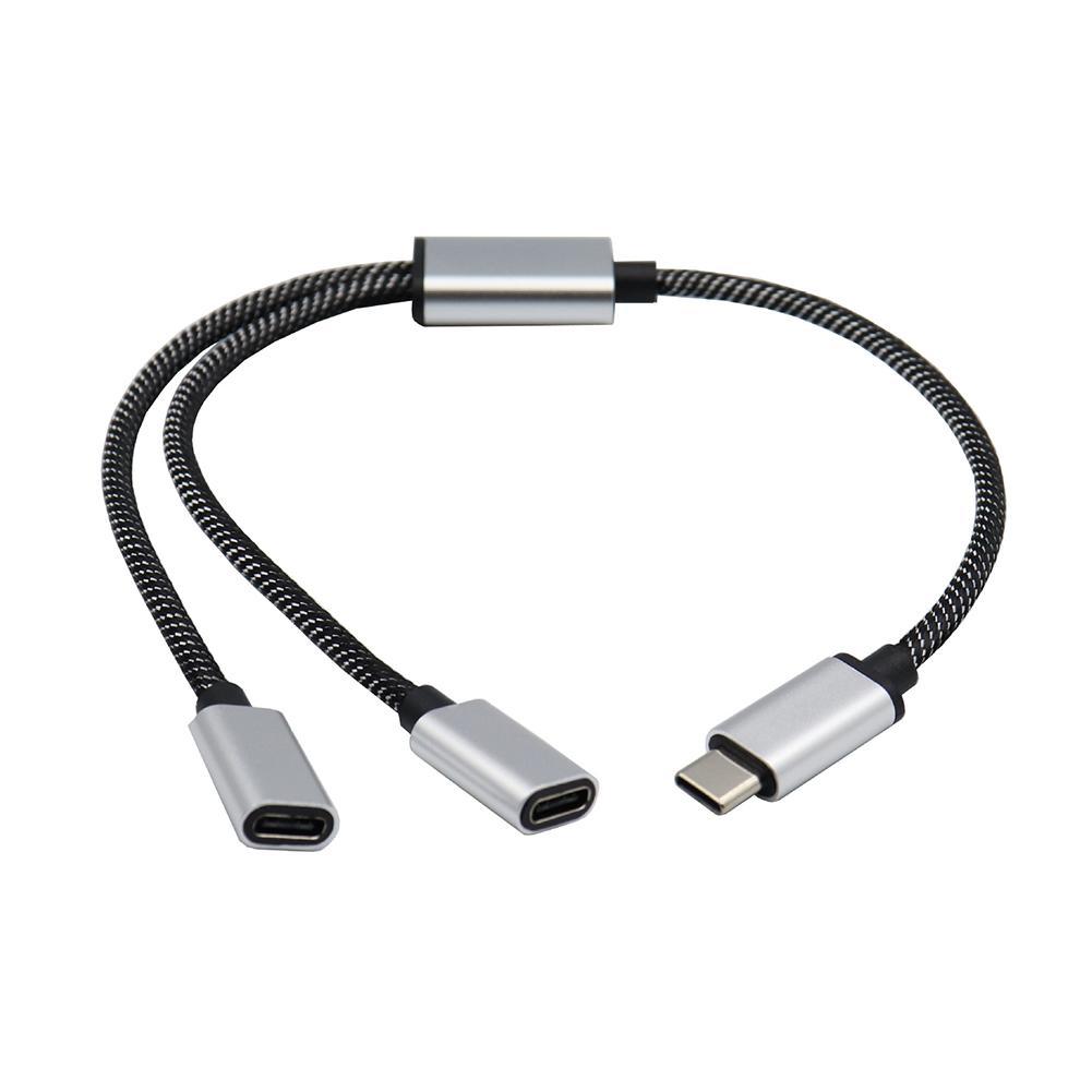 Разветвитель USB C (папа) на двойной USB C (мама) Хаб Type C для зарядки игрового контроллера, павербанков, адаптер для синхронизации данных и зарядки