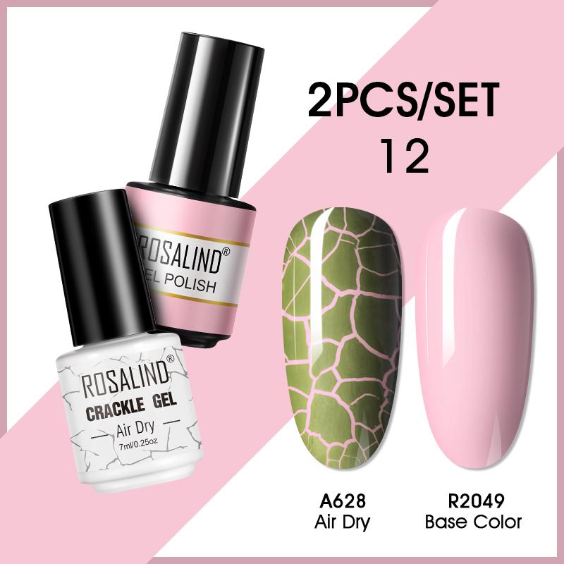 ROSALIND Гель-лак для ногтей с эффектом трещин Гель-лак для ногтей Полуперманентный Эмаль Гибридный лак 2 шт. УФ-клей для ногтей Гель-лак Топ База Матовый топ