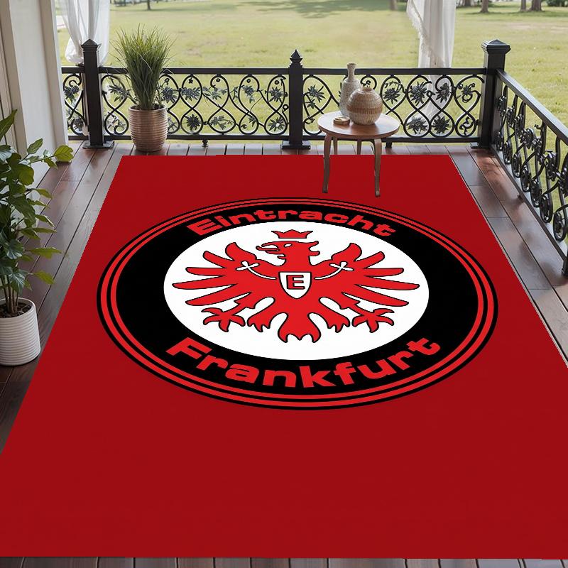 Crystal Velvet Rug with Eintracht Frankfurt Design, Soft Non-Slip Floor Mat for Living Room Bedroom Decor