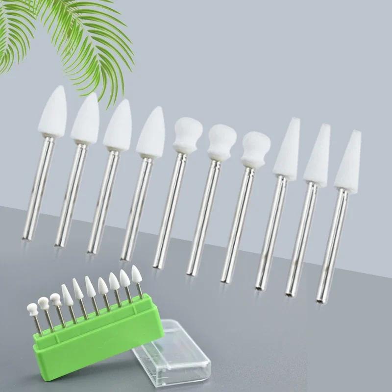 10Pcs Dental Flame Cone Round White Stone Polisher Burs for Polishing Filling Composite Dental Tools