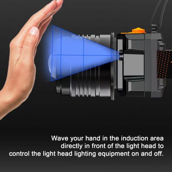 Head-Mounted Flashlight Long Irradiation Distance Illumination Rechargeable Durable Intelligent Induction Headlamp Night Fishing LED Lamp