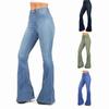 Women Fashion Vintage Juniors Bell Bottom Pants High Waist Fitted Denim Jeans Pencil Pants