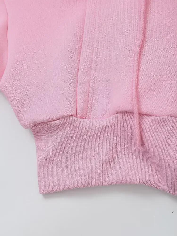 2024 Женская короткая толстовка с капюшоном и разноцветные фланелевые джоггеры — Европейская и Американская коллекция весна/осень