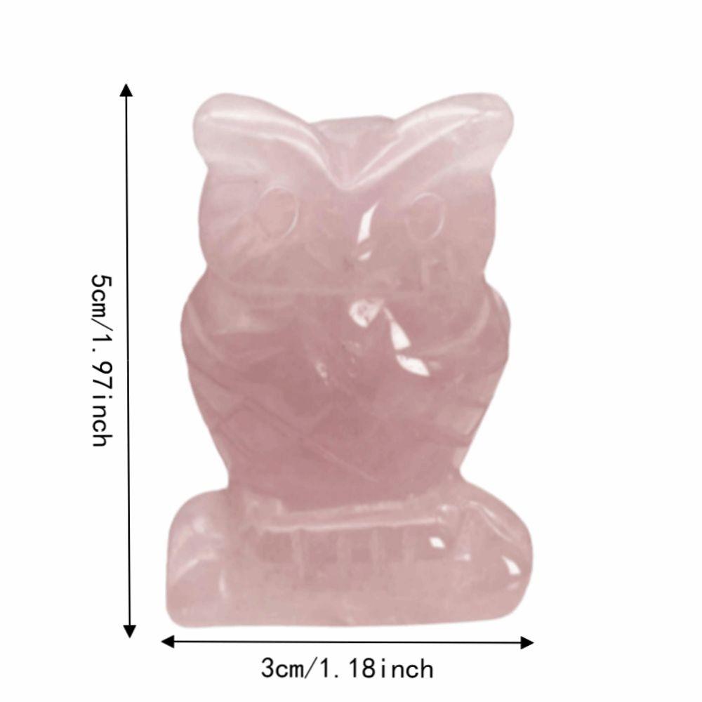 Pink Owl Figurine Crystal Carved Owl Ornament New Gemstone Owl Decor Desktop Decor