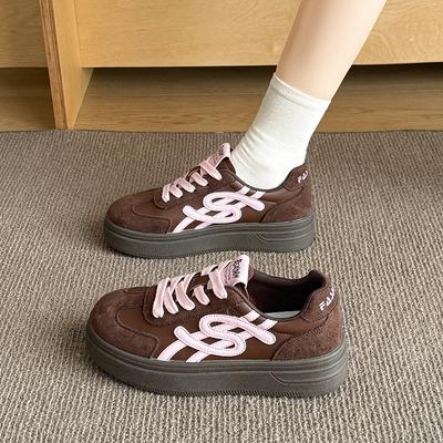 Женские осенние новые повседневные универсальные спортивные белые туфли на толстой подошве с увеличением высоты