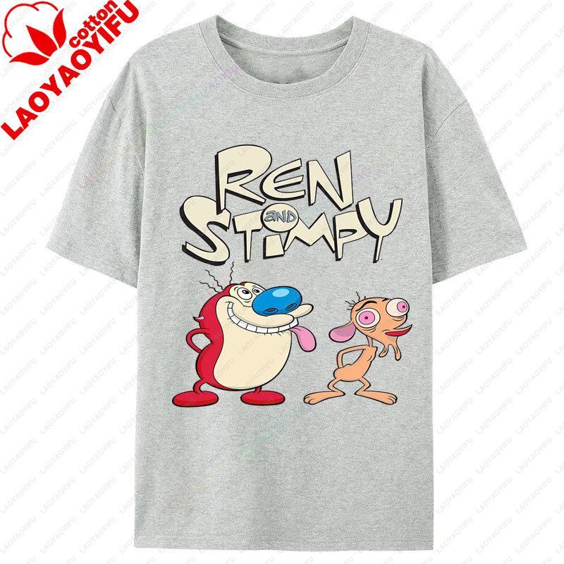 The Ren Stimpy Tshirt 90s Retro Nickelodeon Comedy Vintage Cotton Graphic Short Sleeve Tshirts Funny Cartoon Theme Y2k Tops