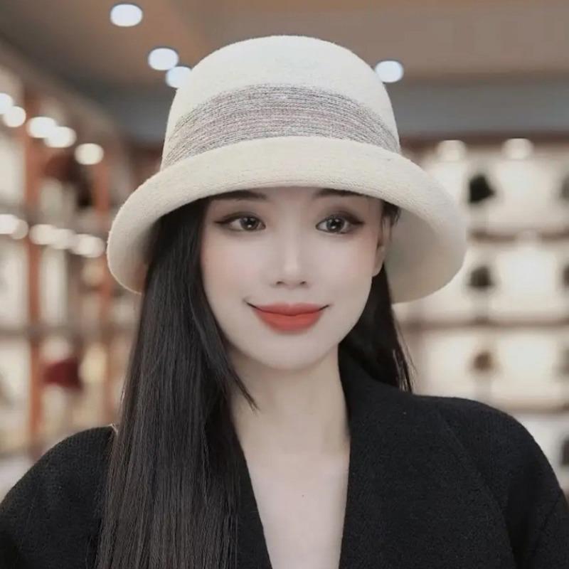 Ретро гофрированная рыбацкая шляпа детская осень и зима британский темперамент котелок показывает маленькое лицо элегантная шерстяная шляпа-котелок тренд