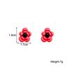 New Trendy Red Flower Women's Stud Earrings Lovely Cute Korean Fashion Black Middle Girls Sweet Ear Jewelry Aretes De Mujer