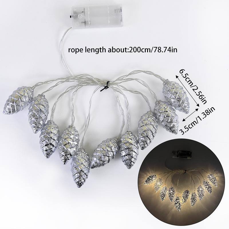 1.6M 10LED Pine Cone String Lights Christmas Tree Hanging Ornaments Merry Christmas Fairy Lights Home Decoration 2025 New Year