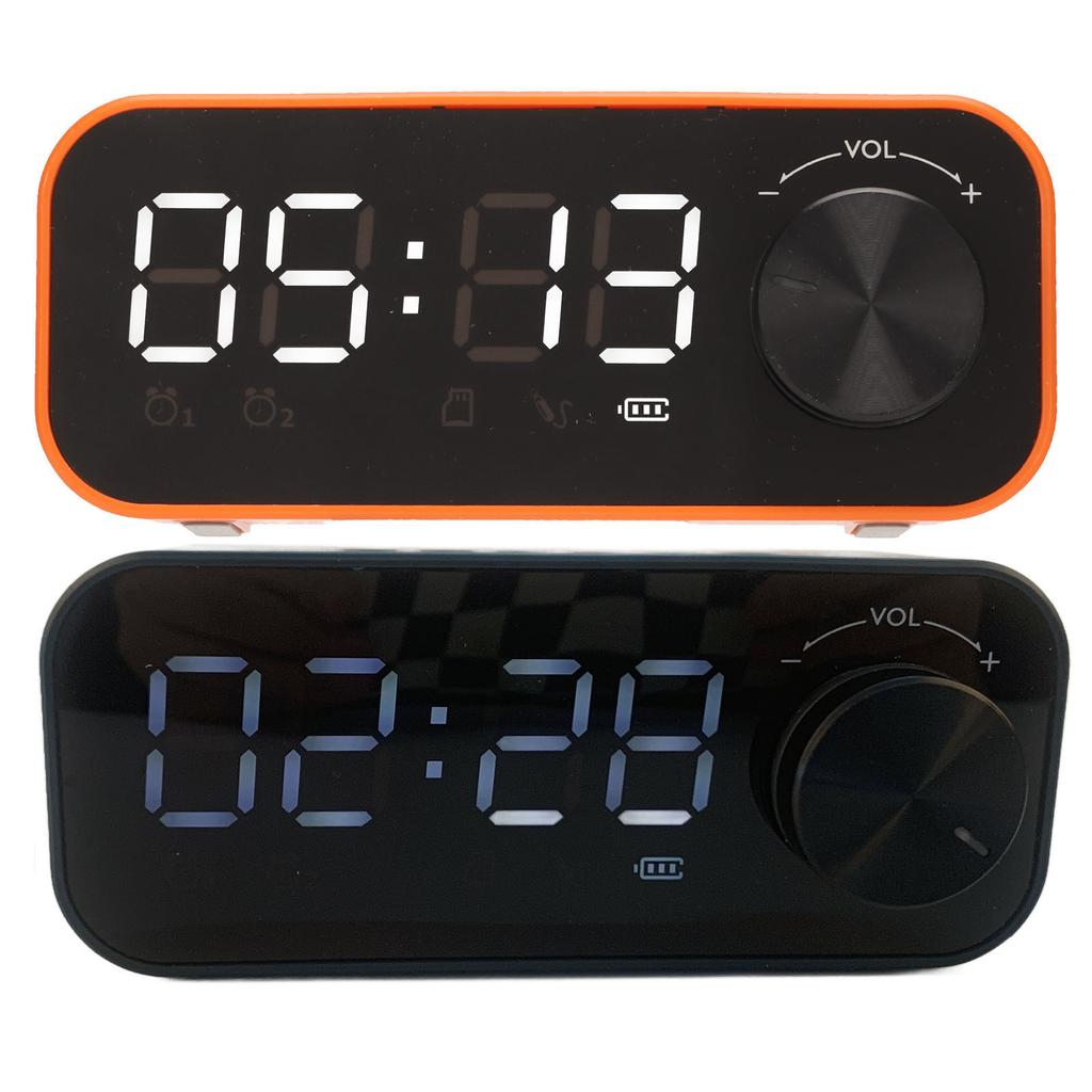 Мини Bluetooth-динамик с мощным басом, двойной будильник, портативный беспроводной динамик со светодиодным дисплеем