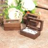 Opening Window Black Walnut Cufflinks Box Double Slot Jewelry Ring Holder for Proposal Rings