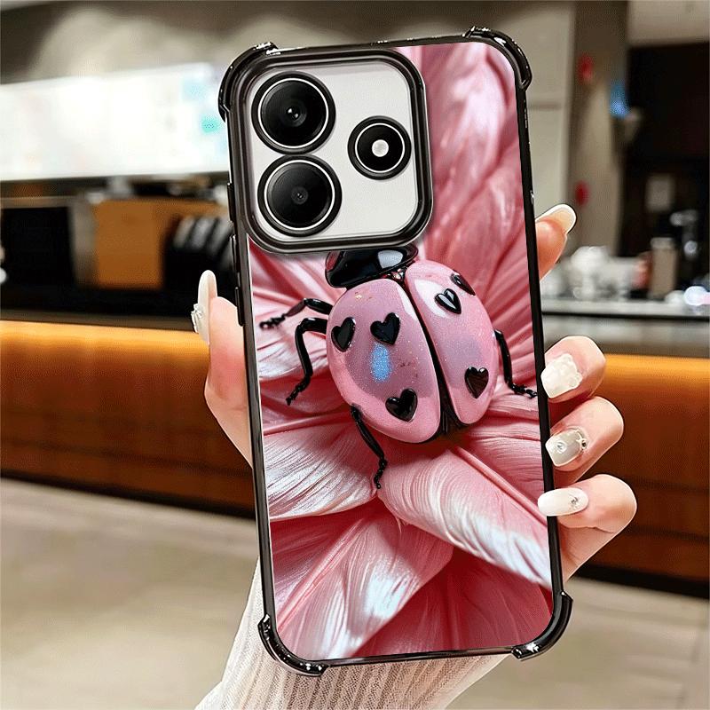 Seven-Spotted Red ladybug Soft Phone Case For Xiaomi Redmi Note 14 15 Pro Plus 13 12 11S 11T 5G 10 9S 9 Plating Anti-Fall Fundas