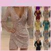 Элегантное женское платье-бодикон с пайетками на Рождество для вечерних вечеринок и мероприятий