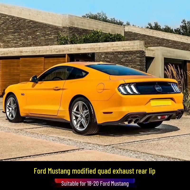 18-20 Ford Mustang Modified Quad Exhaust Rear Lip Small Body Kit Carbon Fiber Spoiler