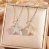 European & American Light Luxury Copper Star Necklace: Micro-Inlaid Five-Pointed Star Titanium Steel for Women’s Niche Design, Clavicle Chain Jewelry
