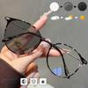 Photochromic Outdoor Fashion Glasses  Unisex Stylish Round Frame with Metal Hinges Transition Lenses for Indoor & Outdoor Use