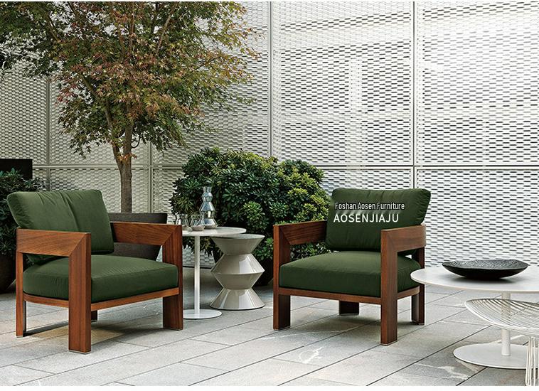 Luxury Teak Outdoor Sofa - Waterproof & Sun-Protected for Patio, Balcony, or Garden