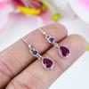 Red Ruby(Simulated),Amethyst Handmade 925 Sterling Silver Gift Earring 1.5" S8h82
