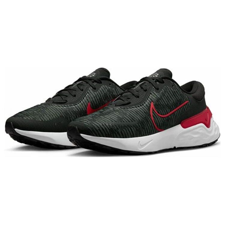Nike Renew Run 4 Comfortable Sports Fabric Shock Absorption Non-Slip Low-Top Casual Running Shoes Men Sneaker Black Red DR2677-003