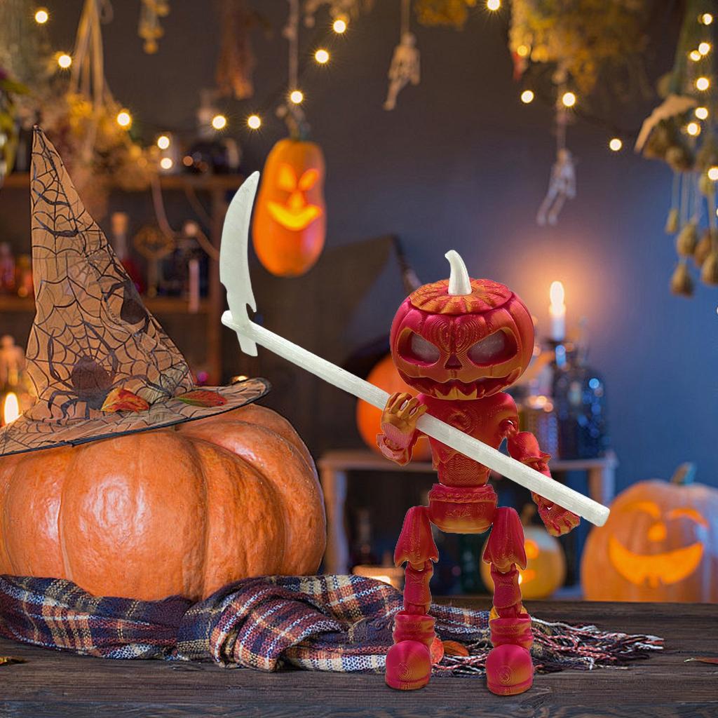 Украшения в виде черепов из тыкв на Хэллоуин с подвижными суставами и светящимися праздничными украшениями для сада