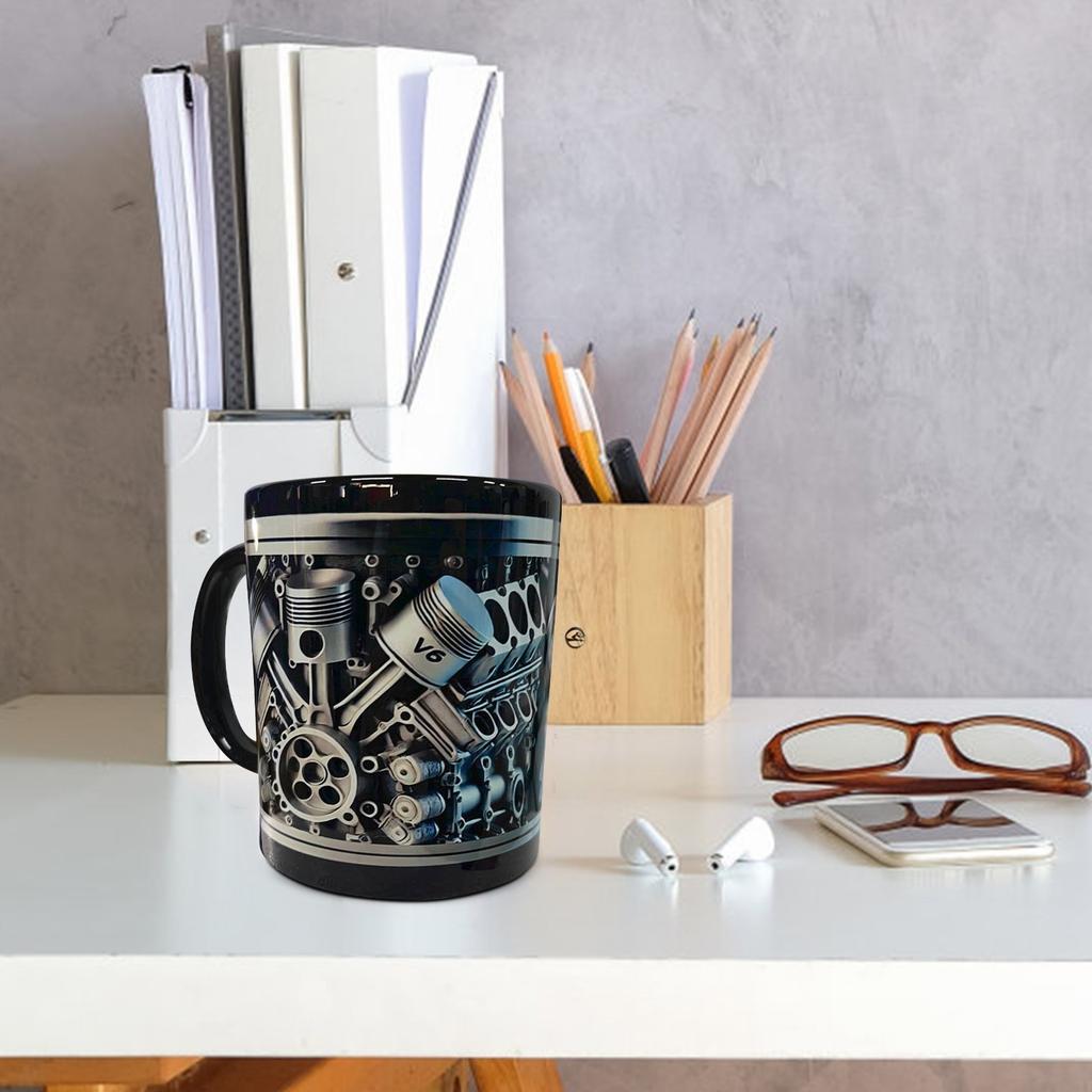 Personalized Stainless Steel Mug - V8 & V6 Engine Design, & Stylish, Perfect For Car Enthusiasts