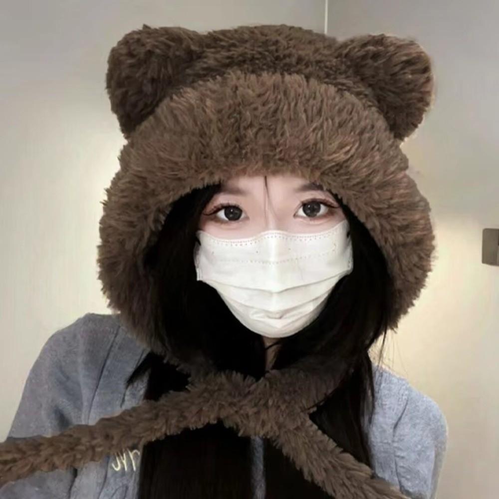 Cold-proof Knitted Woolen Hat Bear Ear Ear Protection Cap Fashion Beanies Cap Outdoor
