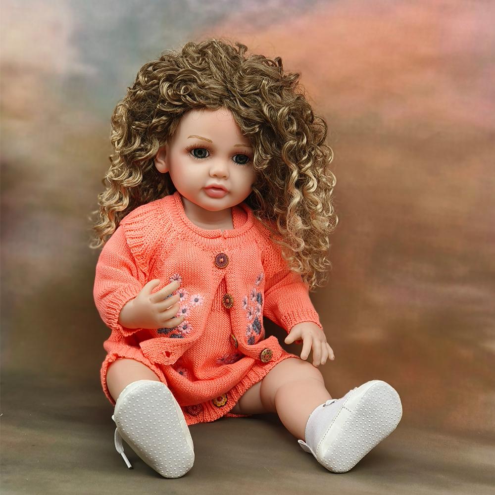 55 см Reborn Baby Princess, мягкий силиконовый гибкий мягкий на ощупь вьющийся волос, модная кукла для девочек, подарок