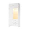 Wardrobe, with Laundry Basket and LED Lighting, White, 90 x 50 x 200 cm, 1 Clothes Rail and 3 Drawers, for Bedroom, Children's Room and Living Room