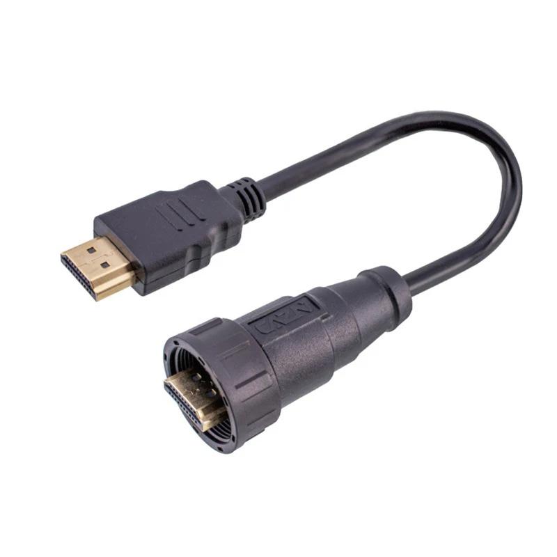 Industrial 0.3M 1M 2M Extension Cable Waterproof HDMI2.0 Connector HdmI-compatible Panel Socket 4K High-definition Data Adapter