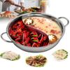 Bymaocar Hot Pot Stainless Steel Soup Cookware S-type Separator Dual Side Cooking High Quality with Lid & Handle Fit 2-5 People