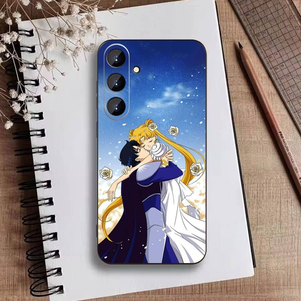 Мультяшный чехол для телефона S-Sailor M-Moon для Samsung Galaxy A73,A21s,A22,A31,A52,A53,A71,A41 Мягкий черный корпус