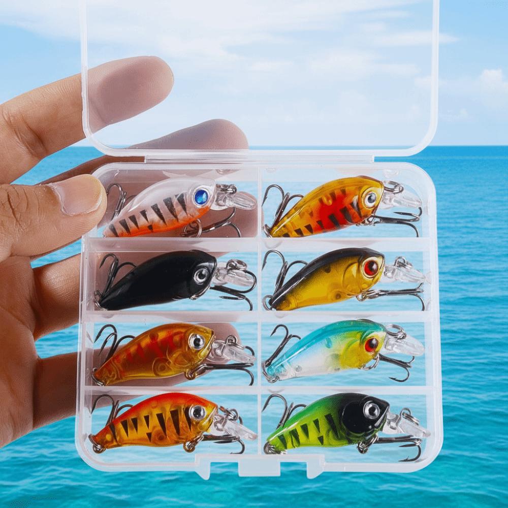 8pcs/box with Box Fishing Lures Kit Realistic Fishing Crank Bait Fishing Tool