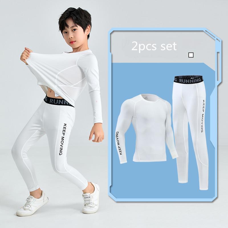 Boys Compression Tights Sets Running Training Fitness Sports Breathable Quick Drying Long Sleeve T-shirt