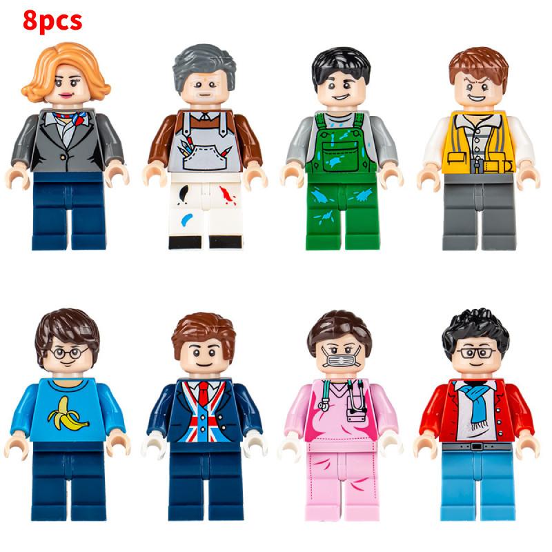 Набор мини-фигурок Городской профессиональный инженер и пожарный, строительные блоки для детей