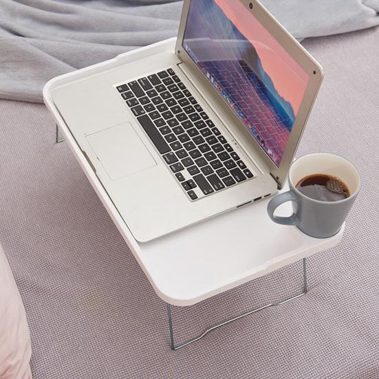 Folding Laptop Table with Non-slip Legs High Stability Strong Load-bearing Portable Collapsible Bed Table with Cup