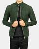 Suede Leather Party Men Lambskin Handmade Motorcycle Green Jacket Biker Designer