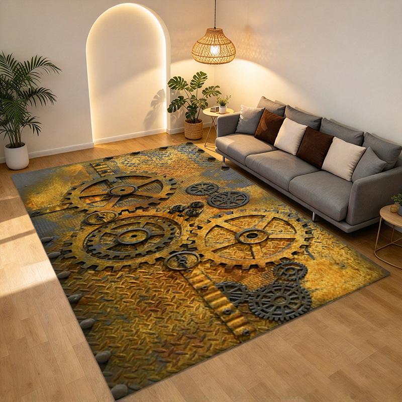 Steampunk Gears Living Room Nonslip Area Rug Soft Carpet For Bedroom Game Playroom Sofa Office Home Decor Doormat Christmas Gift C9301630