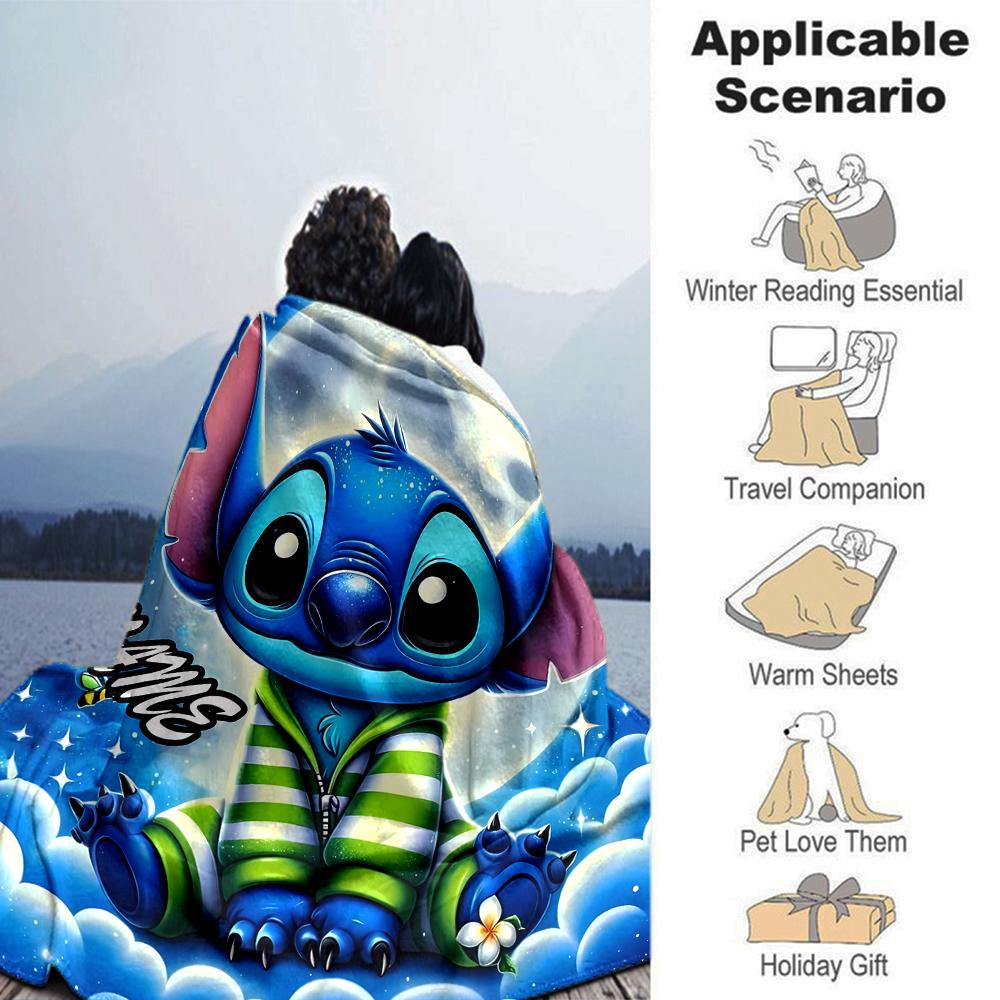 Customiz Name Personality Stitch Blanket Soft &Warm Sofa Office Bed Travel Lunch Break Blanket, Gift Suitable All Seasons