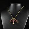 Lucliss Ожерелье с крестом Отечественный производитель 3 нити 24K Цирконий GP Розовое 24K Ожерелье с крестом [Золотой камень] Мужское Женское