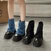 Мода Осень Зима Новые Модные Ботинки Женские Повседневные Брюки Ботинки Толстая подошва До середины голени Ботинки Головные Короткие Ботинки Роскошные Прочные