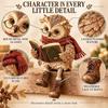 Resin Owl Figurine Reading Book with Scarf & Glasses, Vintage Sitting Owl Statue, Farmhouse Home Tabletop Decor Gift